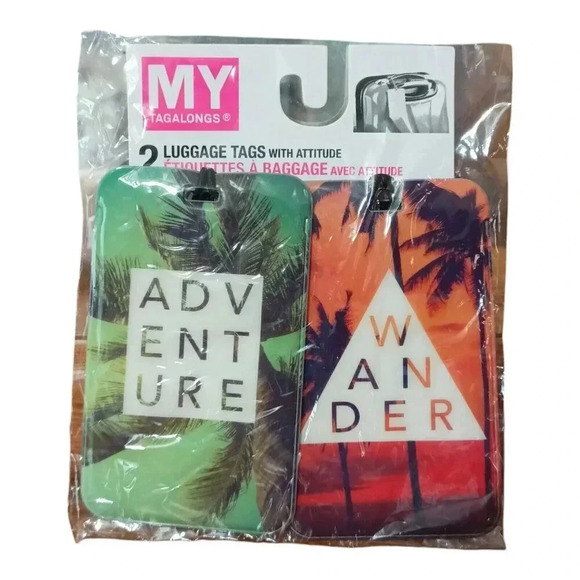 NEW My TagAlongs 2 Pc Set of Tropical/Palm Trees Luggage Tags - Picture 1 of 2